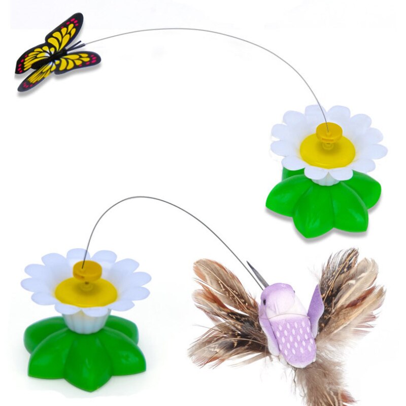 Jouet rotatif électrique automatique pour chat, en plastique, coloré, papillon, oiseau, Animal de compagnie, amusant, chien, chaton, jeux d&#39;entraînement interactifs
