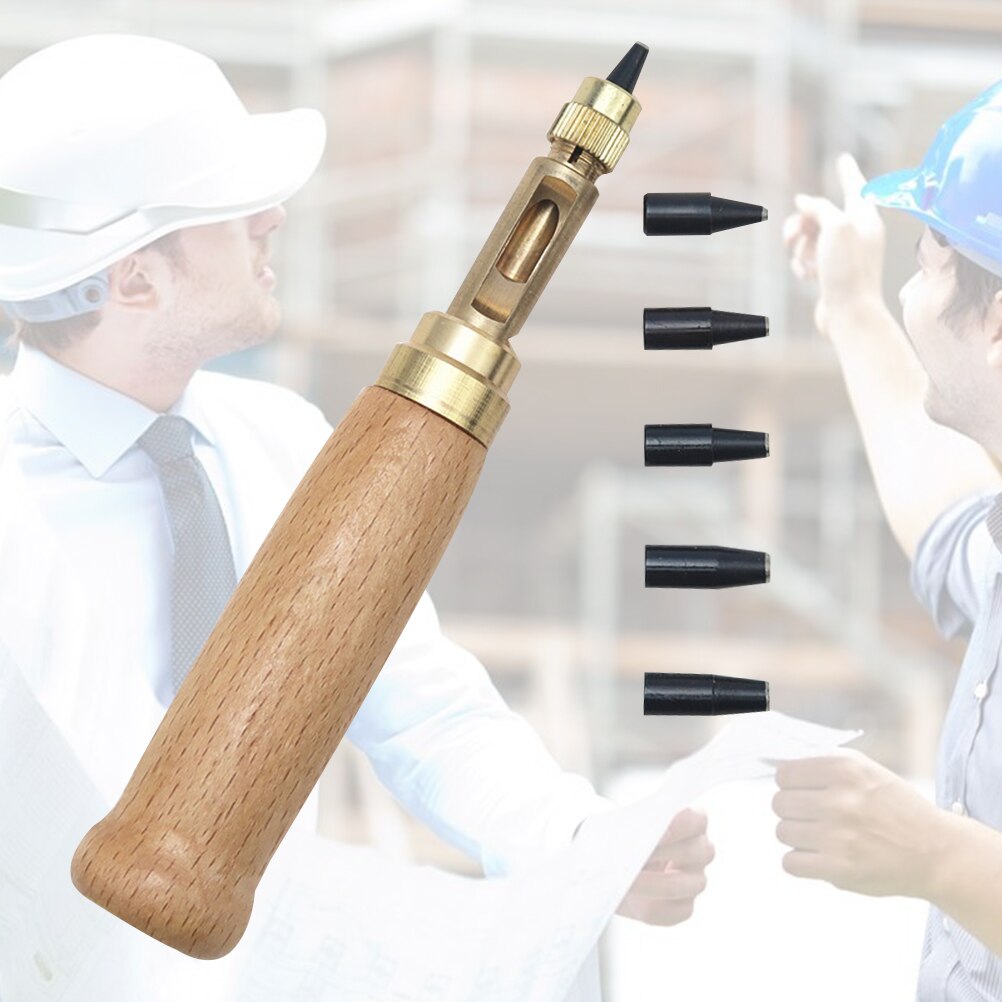 6 Pcs Verstelbare Schroef Perforator Boekbinden Tool Craft Ponsen Lederen Tool Houten Handvat 6 Tips 2Mm 1.5Mm 3Mm 4Mm 2.5Mm 3.5M