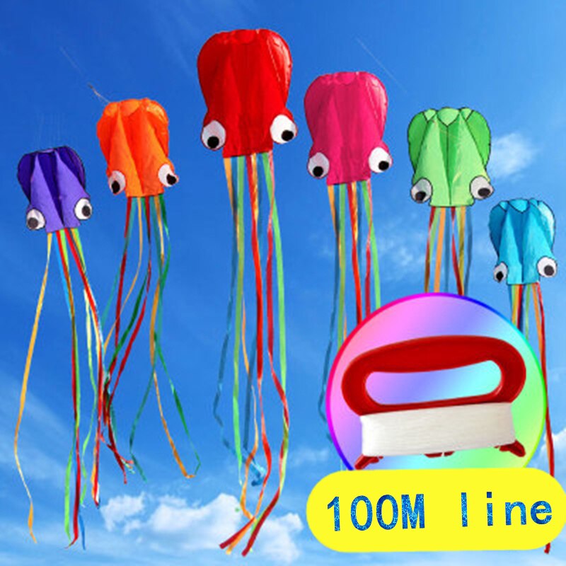 5m kleuren octopus vlieger zachte opblaasbare vlieger dierenvlieger lange staart volwassenen en kinderen buitensport entertainment vliegend gereedschap speelgoed