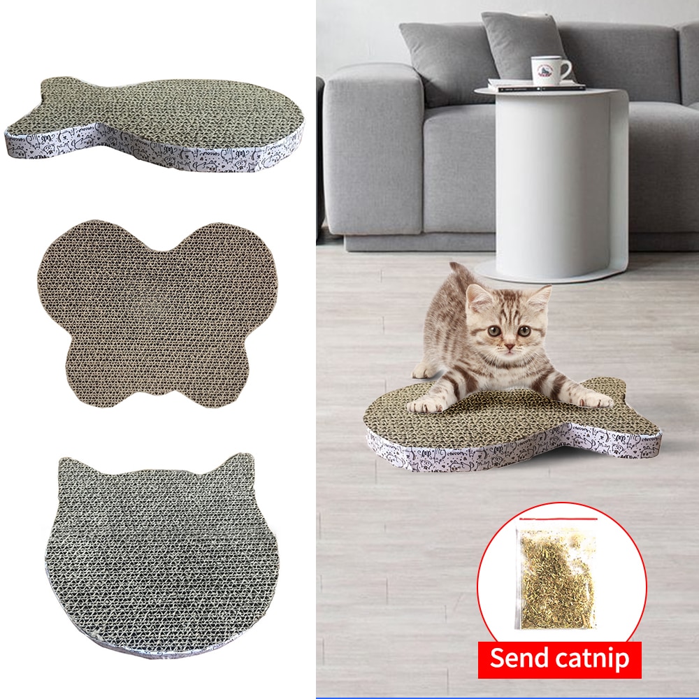 Sisal Cat Scratcher Board Scratching Post Mat Toy Soft Bed Mat Kitten Corrugated Cardboard Scratch Pad Claws Care Pet Toys