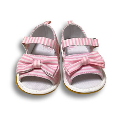 Bébé fille sandales bébé chaussures été coton toile à pois noeud bébé fille sandales -né bébé chaussures Playtoday plage sandales: Rose / 6