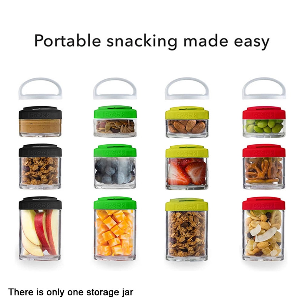 Easy Clean Food Snack Storage Jar Home Travel Four Containers Keep Fresh Twisting Lock Removable Handle Dustproof Stackable