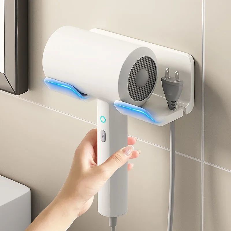 Föhn Houder Muur Badkamer Plank Zonder Boren Plastic Föhn Standaard Met Opbergdoos Toiletblazer Houder Plank