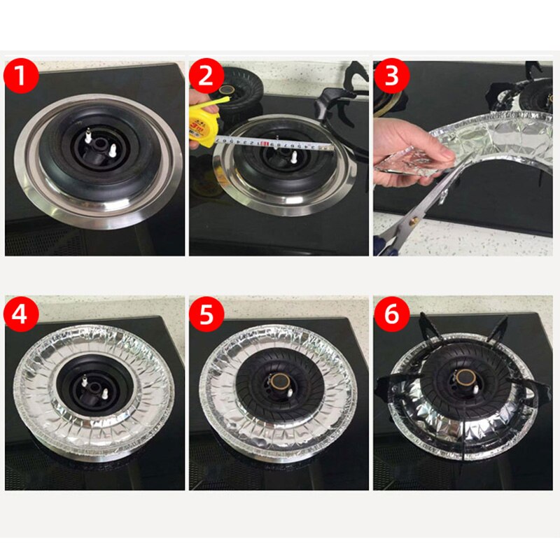 10pcs/set Thickened Aluminum Foil Square Stove Burner Covers Gas Oven Covers for Top Gas Stove Liners Oil Proof Cleaning Pad