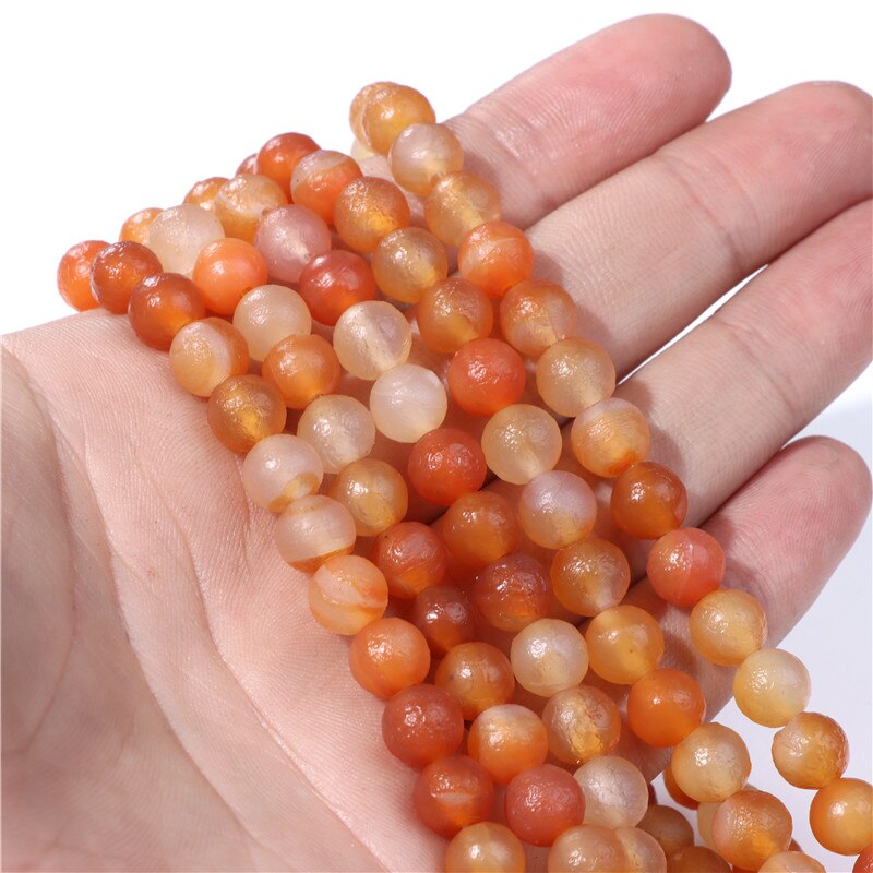 6 8 10mm Natural Raw Mineral Agates Bead Round Coffee Stone Agates Bead Loose Spacer Beads For Jewelry Making DIY Accessories: 1 .Orange / 8MM about 46pcs