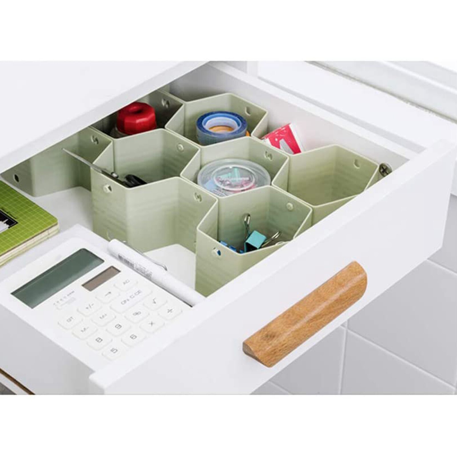 Organizador de cajón de nido de abeja, divisores de armario de 18 compartimentos, Partición de plástico para ropa pequeña y tablilla cosmética, 8 Uds.: Green