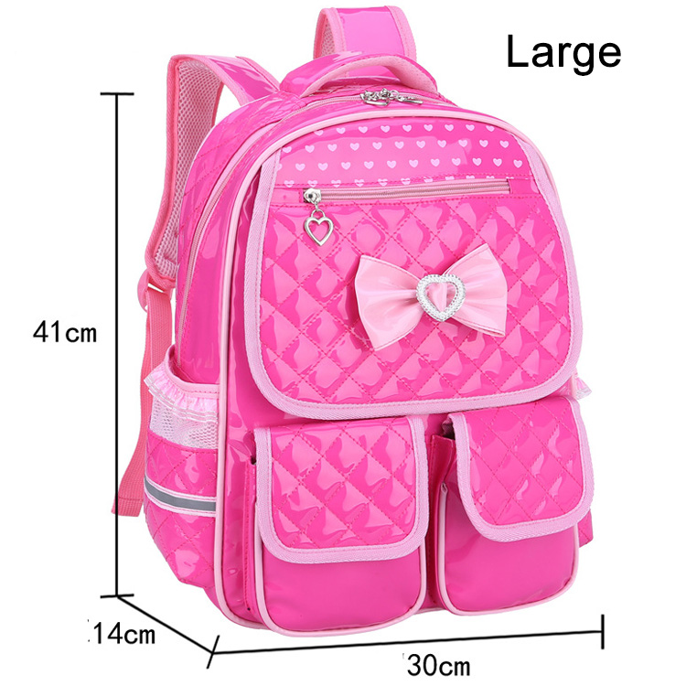 Leuke Rugzak Schooltas Voor Meisjes Pu Waterdichte Schooltassen Voor Meisjes 1-3-6 Grade Orthopedische Schooltas voor Meisjes: Large-Red