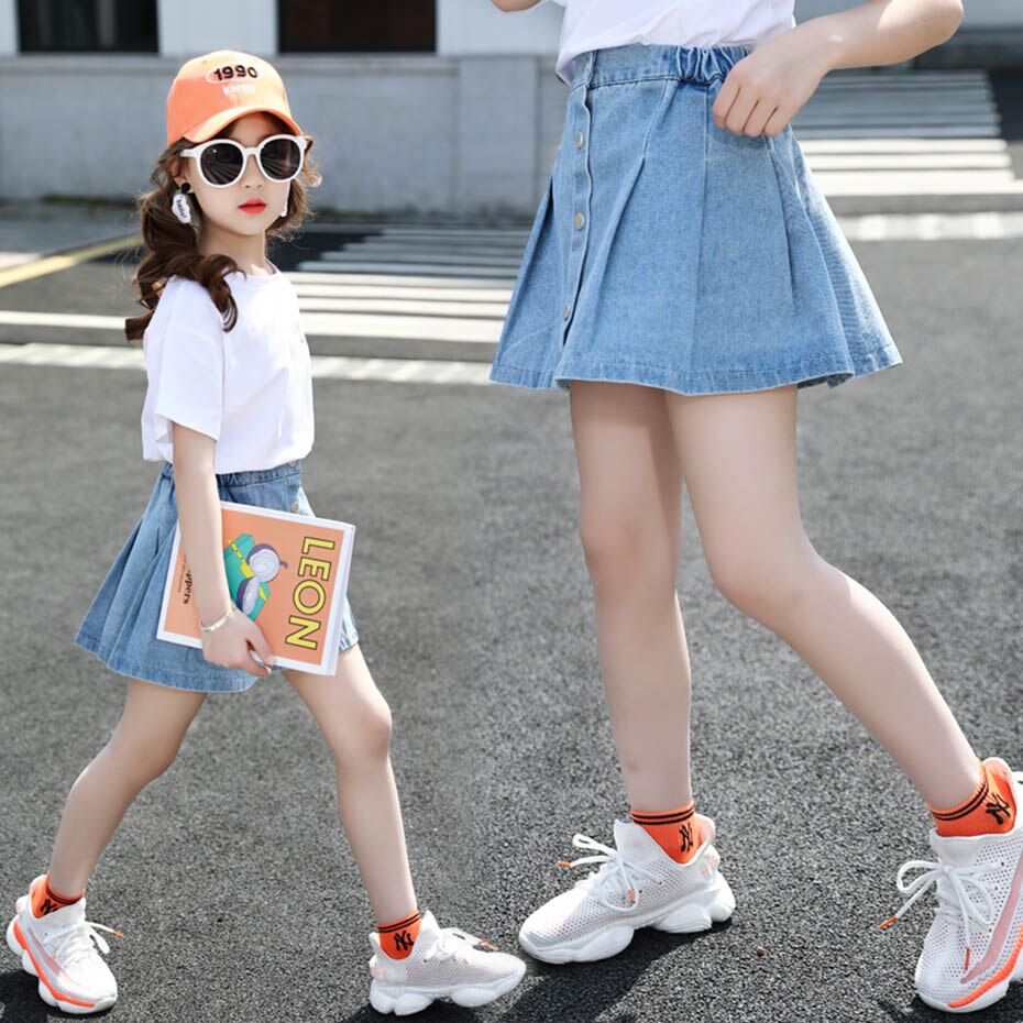 Sommer børn denim nederdel nyeste piger jeans baby piger a-line nederdel børn nyfødt baby pige tøj 6 8 10 12