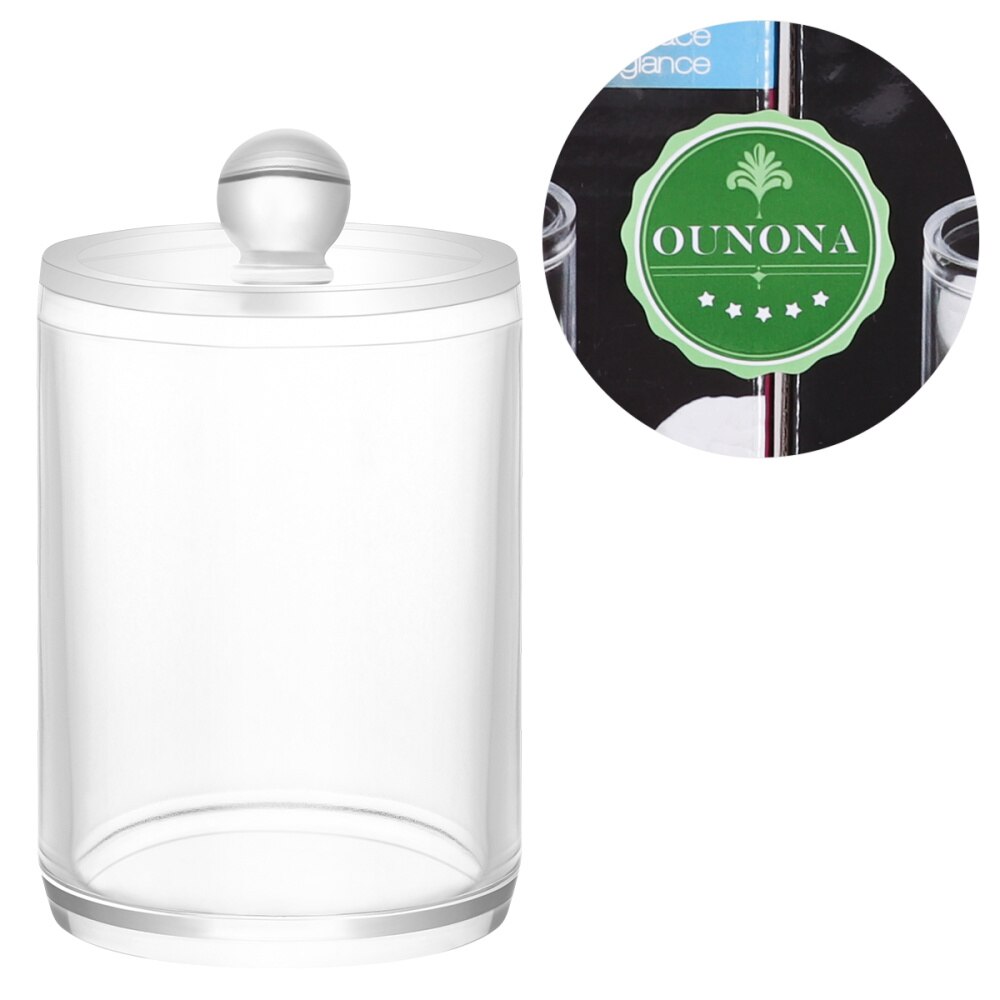 Transparent Cotton and Swab Dispenser Acrylic Round Container Cotton Pads Holder Swab Jar Makeup Organizer