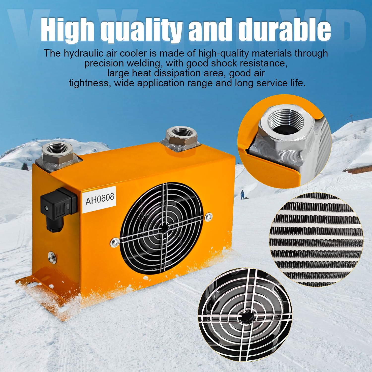Ah0608t-ca 12 -v-hydraulikölkühler, 60l/ min, 48w-zoll -hydraulikluftkühler, luftgekühlter ölkühler, wärmeableitung, geringes geräusch