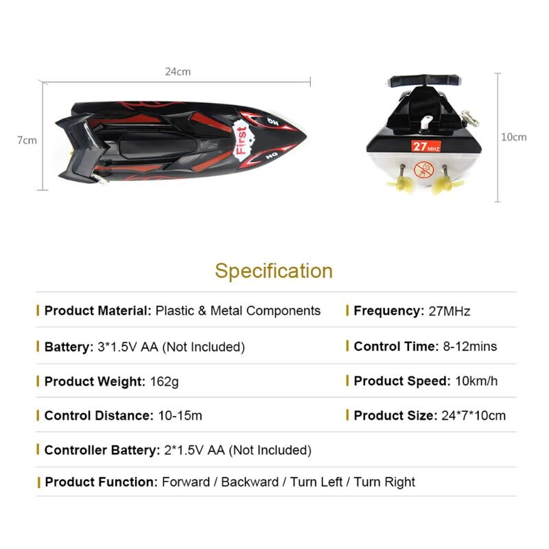 Flytec HQ2011-15C 10Km/H 27Mhz Mini Infrared Control Rc Boat Ship Toy for Kids Children