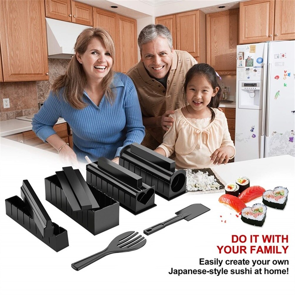 10 stykker / sæt sushifremstillingssæt køkken diy sushi værktøj risrulle skimmel køkkenredskab