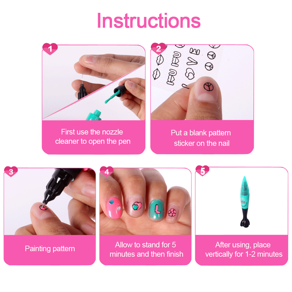 Kinderen Nail Pen Set Up Speelgoed Nagellak Manicure Hand Geschilderd Patroon Makeup Speelgoed Meisje