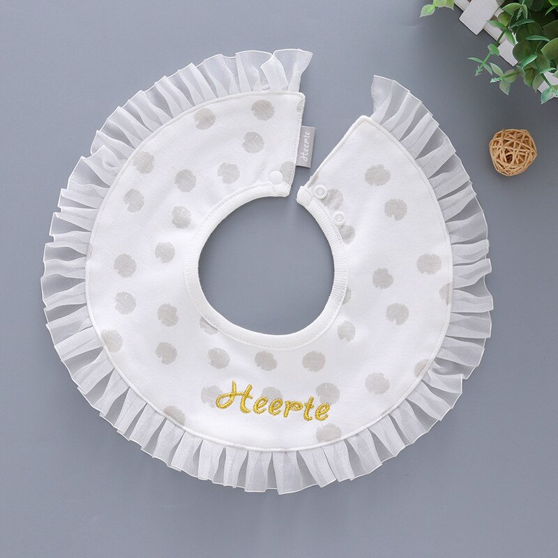 Infant baby bib 360 degree round toddler bib Princess lace bow side decoration Baby girl boy saliva towel burp cloth