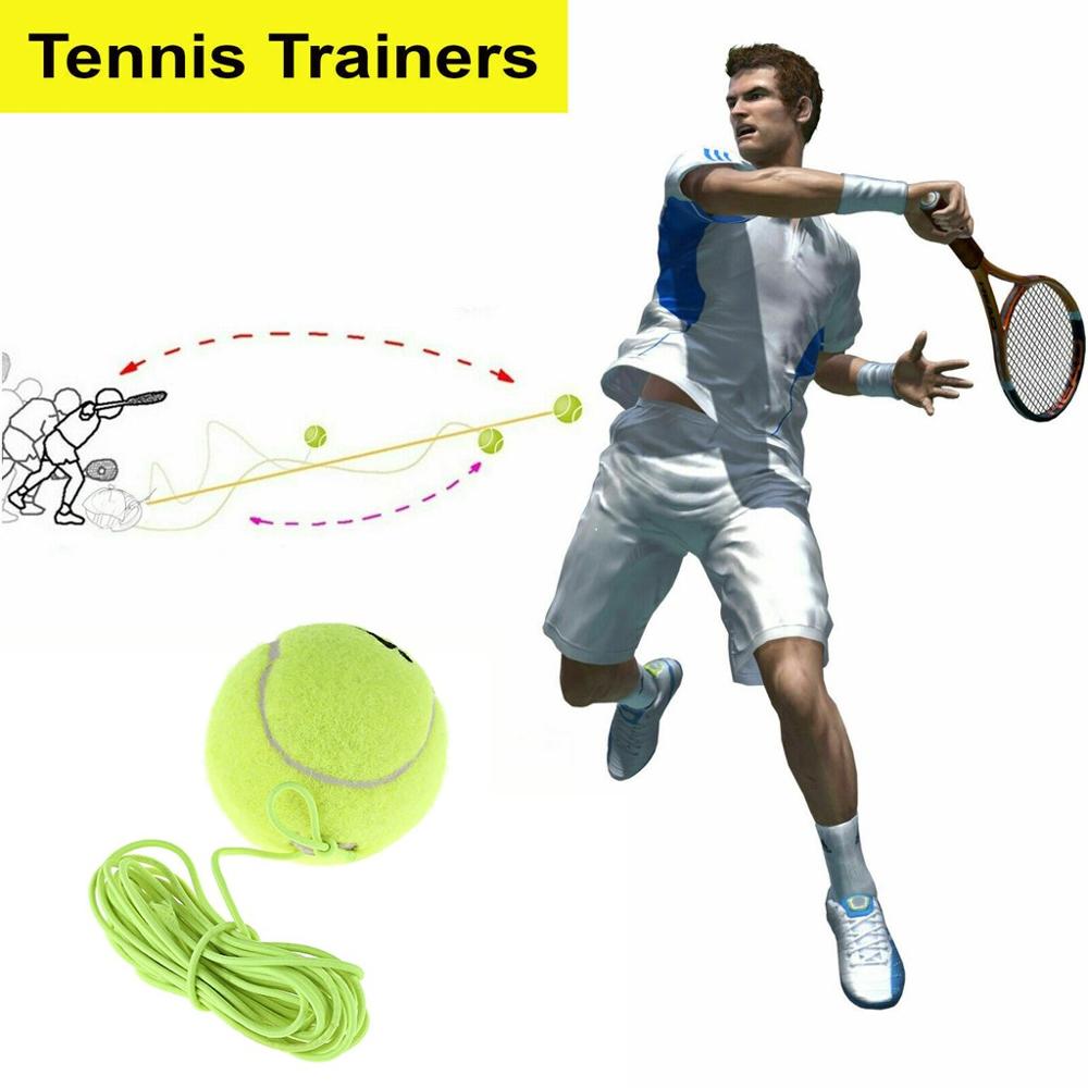 Entrenador de tenis individual entrenamiento práctica pelota Base posterior entrenador Tenis cuerda elástica pelota de goma para principiantes