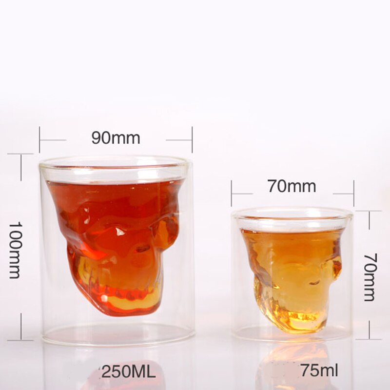 Doble Uso de la Calavera de Cristal de vidrio de tiro pirata tazas esqueletos de piratas encarcelar Ckull doble cerveza, Vodka, Halloween festivales