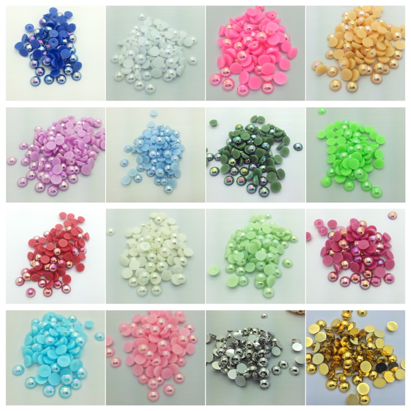 4mm/400pcs DIY Half Round Pearl Bead Flat Back Scrapbook For Craft Pick Colors