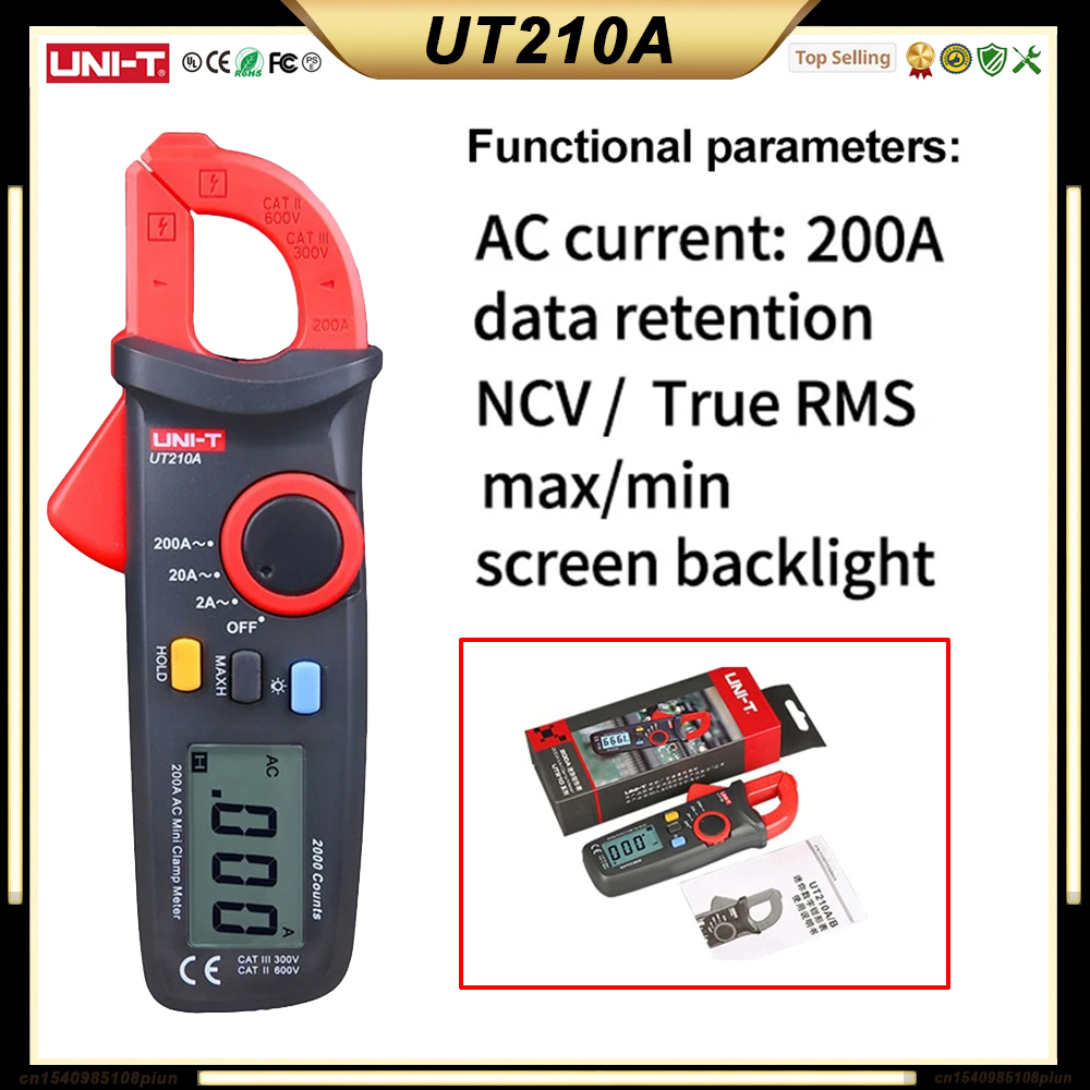 UNI T UT210E UT210D UT202A + UT204 PLUS Stroomtang Ampèremeter Digitale Elektricien Tool Elektrische Tester Multimeter: Zilver