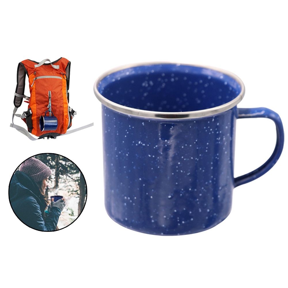 300ml Hause Küche Außen Tasse Camping Emaille Becher Blau Edelstahl Tasse Mund Multifunktionale Tasse