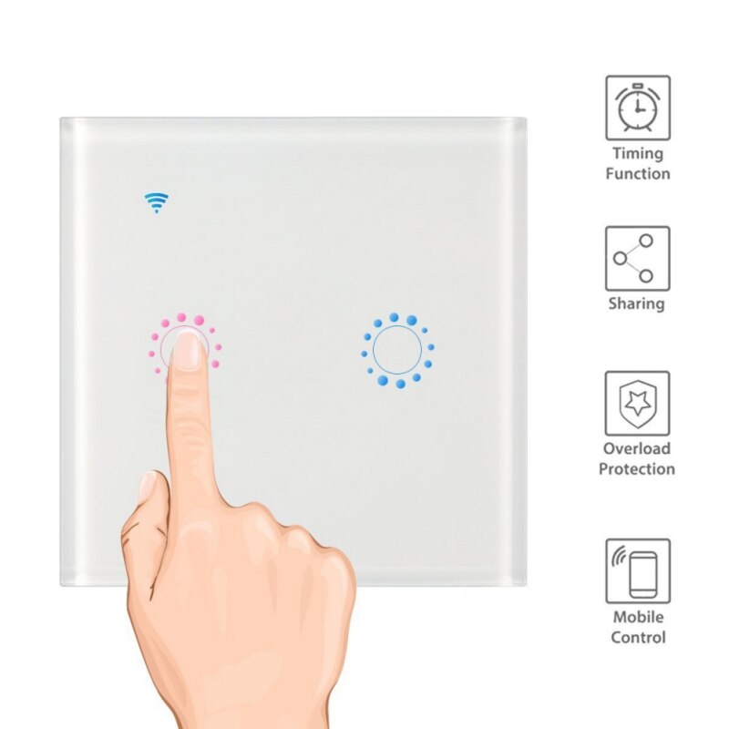 WiFi Smart Light Switch Screen Touch Wireless Smart Wall Switches Remote Control Black White 3 1/2/3 Gang