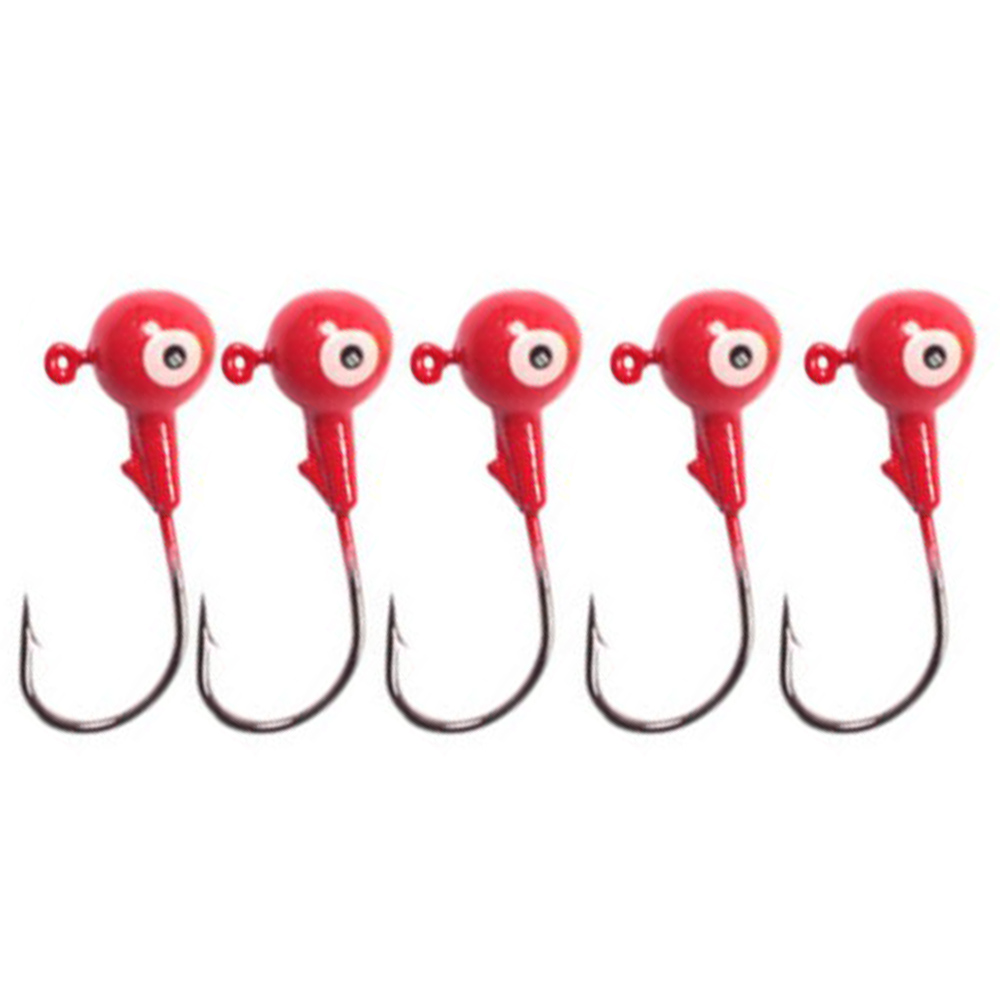 5 stuks lood kleurrijke ronde jigkop kunstaas vishaak visgerei vishaken voor zee rivier meer vishaak: 5g rode 5 stuks