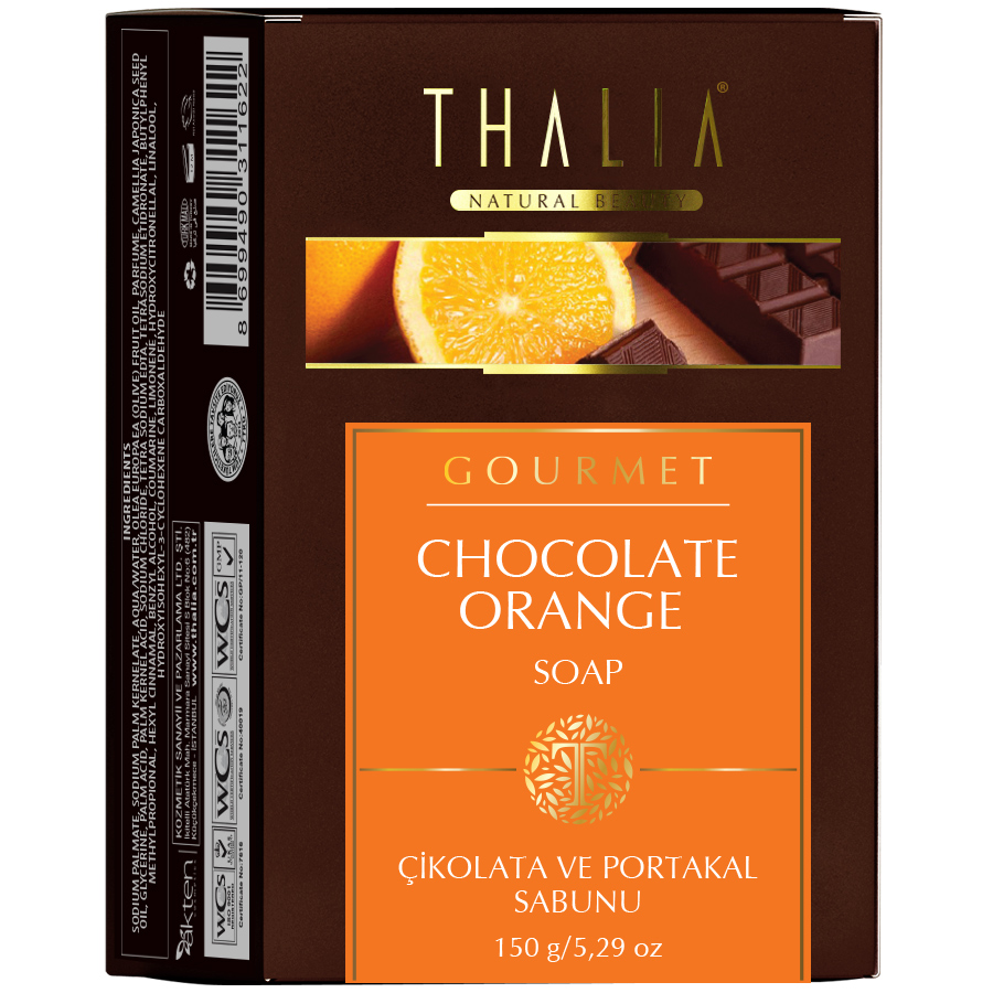 Thalia Chocolade En Oranje Zeep 150 Gr. Traditionele Effen Zeep.