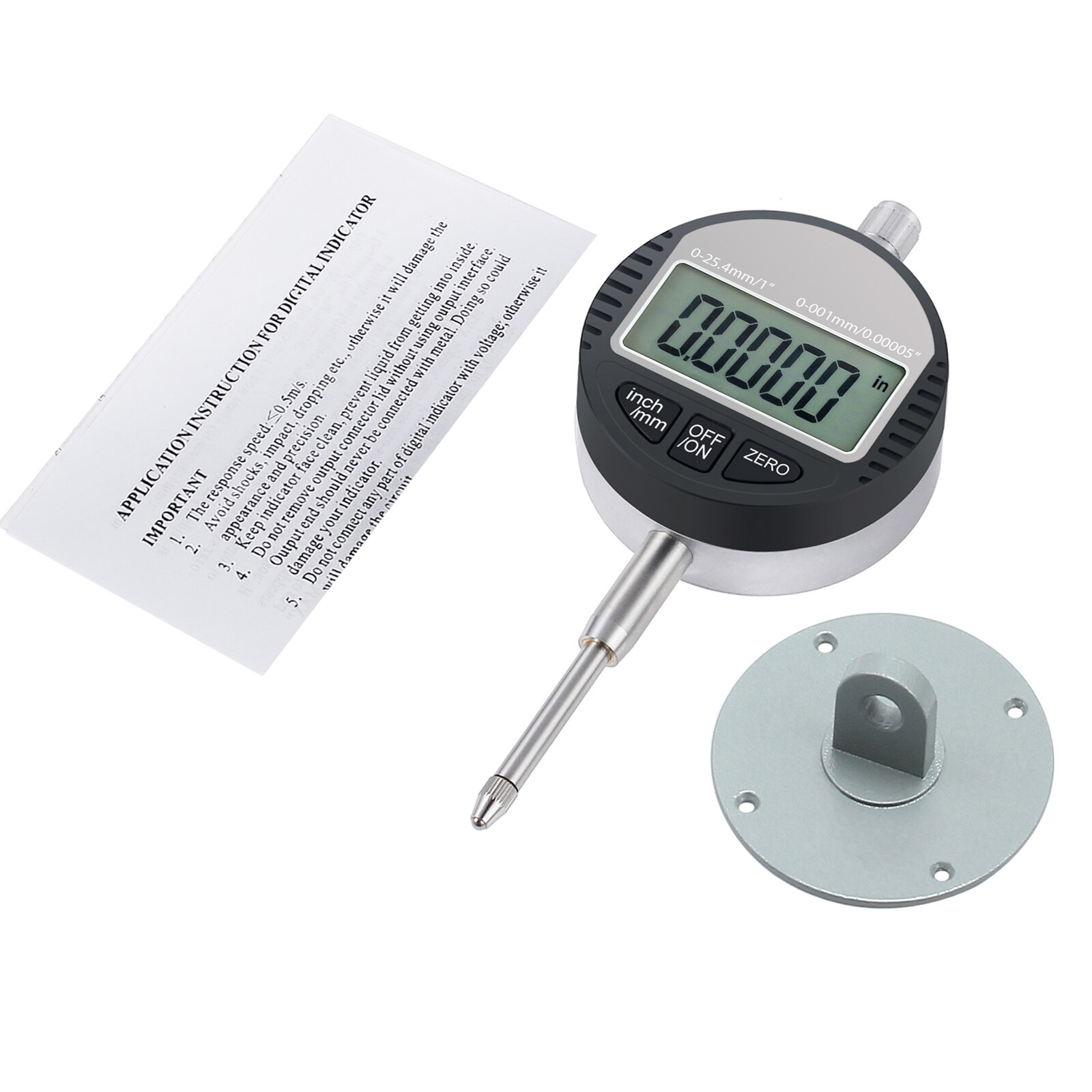 TANiCE 0.001/0.00005'' Digital Probe Indicator DTI Digital Dial Indicator Test Gauge Range 0-25.4mm/1'' Dial Test Indicator