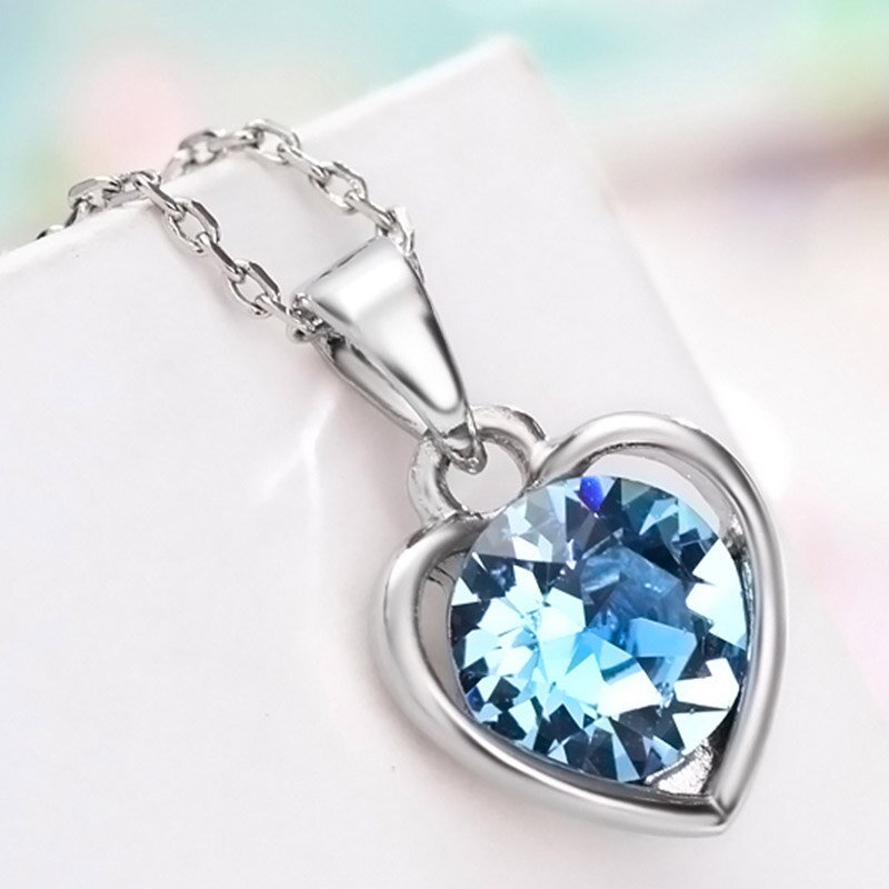 Neoglory blaue herz-halsketten & anhänger für damen und teenager-mädchen, charmanter schmuck  he1 he- b  b1