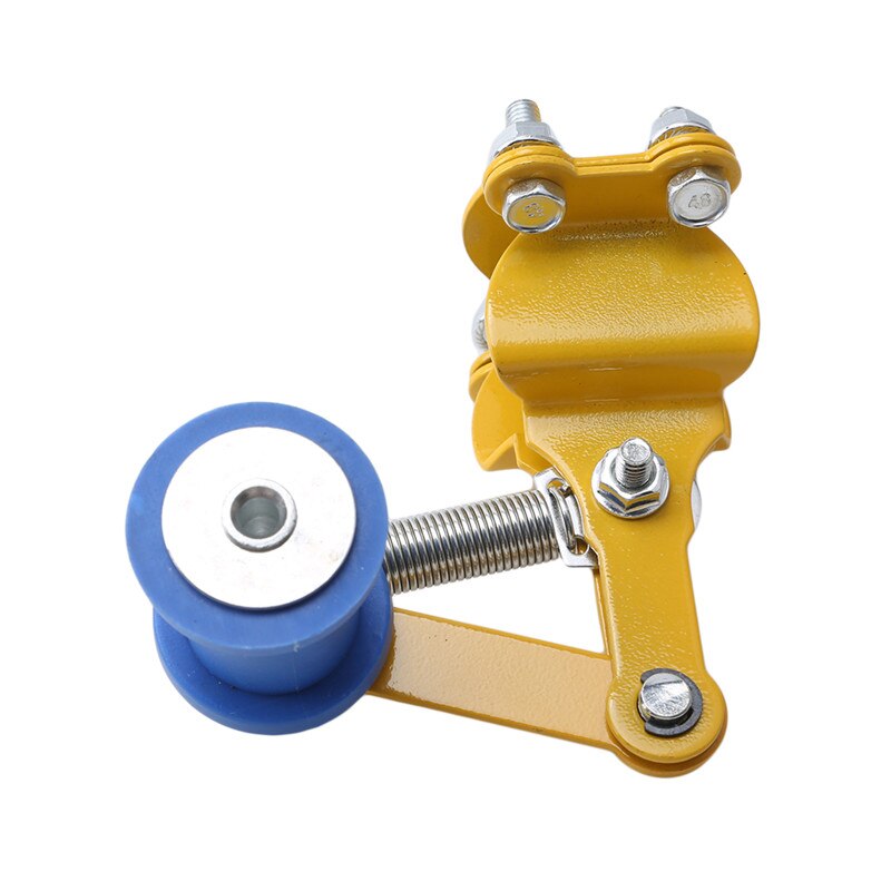 Tensor de cadena para motocicleta Universal de aluminio, herramientas de rodillo Ajustador, accesorios modificados para Motocross, ATV: Amarillo