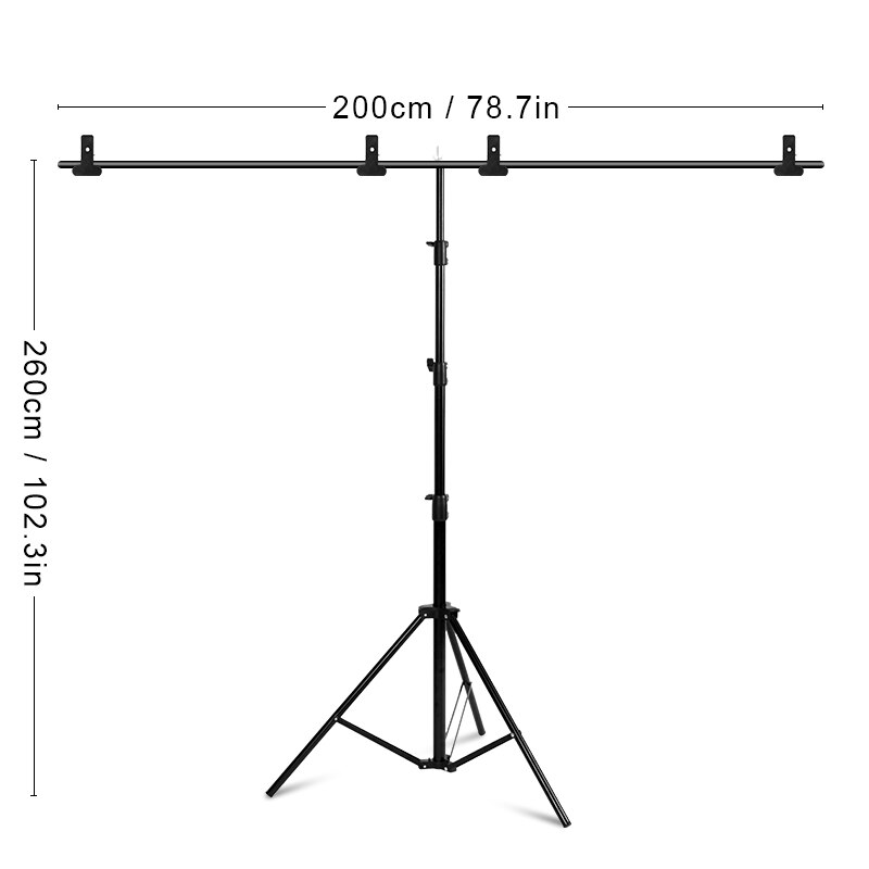 Fotografie Foto Hintergrund Steht T-Form Hintergrund Rahmen Unterstützung System Steht Mit Schellen für foto studio Mehrere größen: 200x260cm