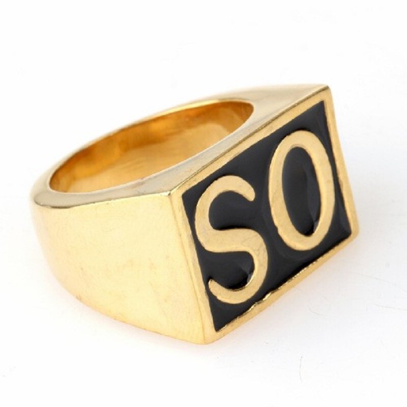 Dus Mannen Gothic Biker Ring Signet 316L Rvs Golden Tone Mannen Sieraden