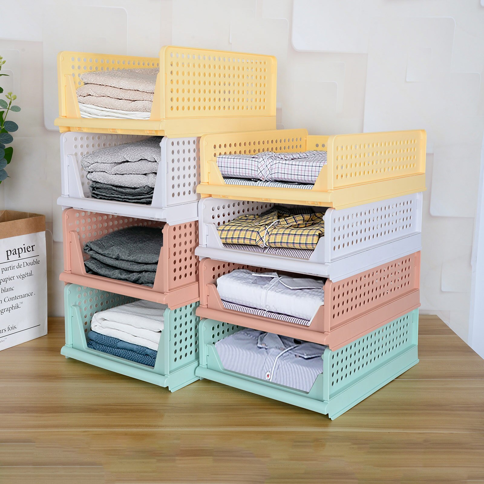 Multilayer Home Wardrobe Closet Clothing Clothes Organizer Storage Dorm Room Shelf Bedroom Cabinet Storage Shelf Rack Box