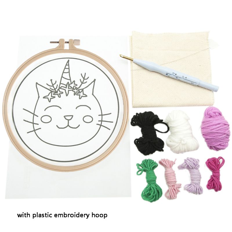 DIY Unfinished Embroidery Poked Kit Fruit Animal Punch Needle Cross Stitch Bag: B