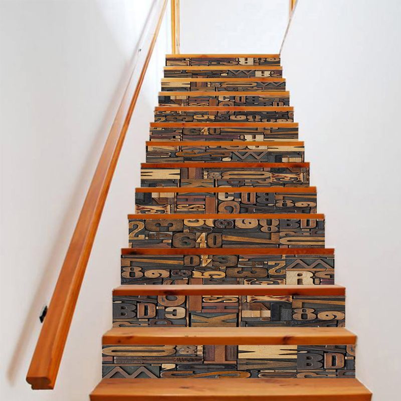 13pcs/set 3D Stair Riser Floor Stickers Waterproof Removable Self Adhesive DIY Stairway Decals Murals Home Decor: 43