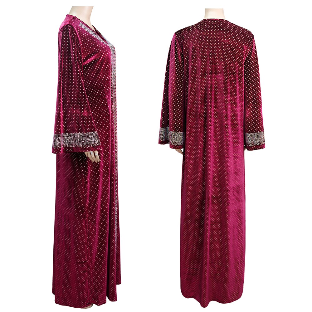 Md Bangladesh Moslim Vrouwen Abaya Jurk Luxe Kaftan Shiny Crystal Vrouwen Galabiyat Grote Size Turkse Islamitische Kleding