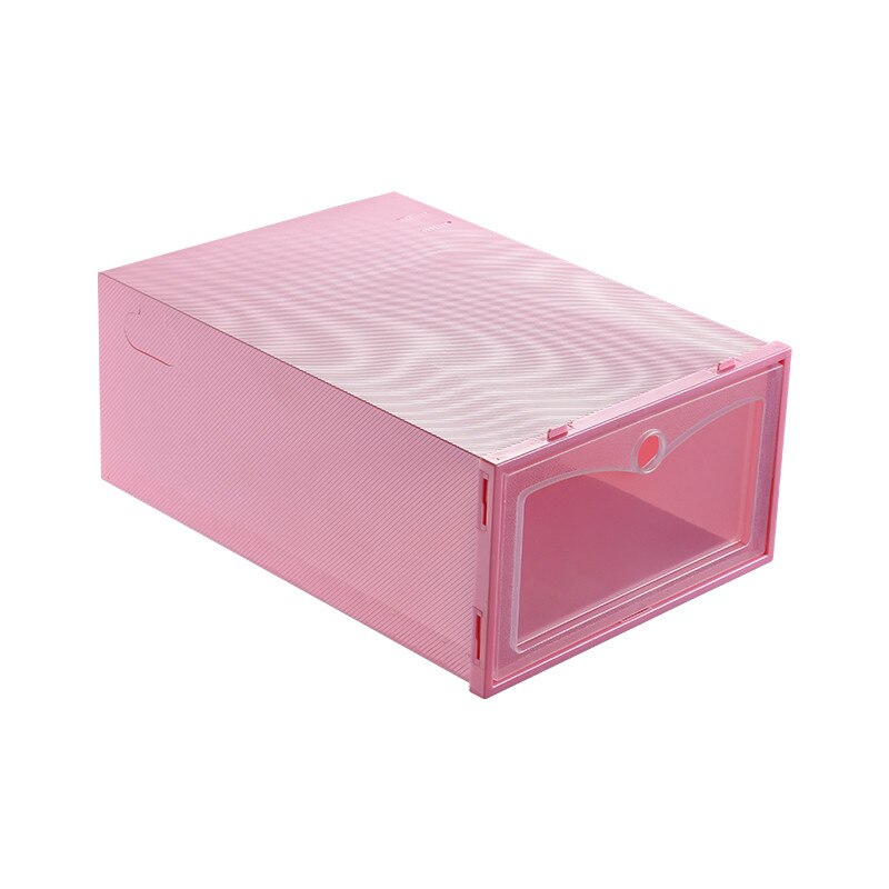1pack Transparent Shoe Box Dustproof Storage Box Can Be Placed Combination Shoe Cabinet Clamshell Shoe Storage Box 21.5x12x31cm: Pink Color