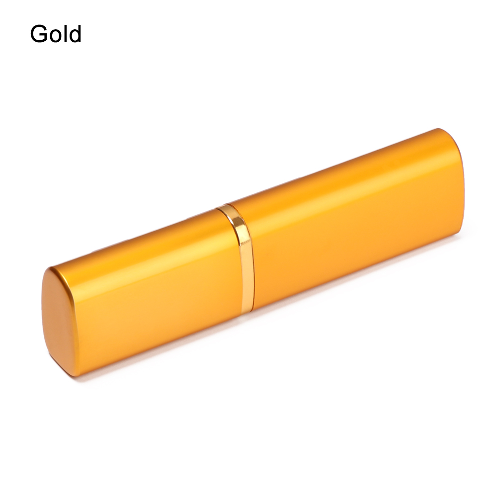 Kvinder mænd bærbare mini aluminiumoxid blyant briller boks metal mini bærbare læsebriller solbrille etui briller protecto: Guld a