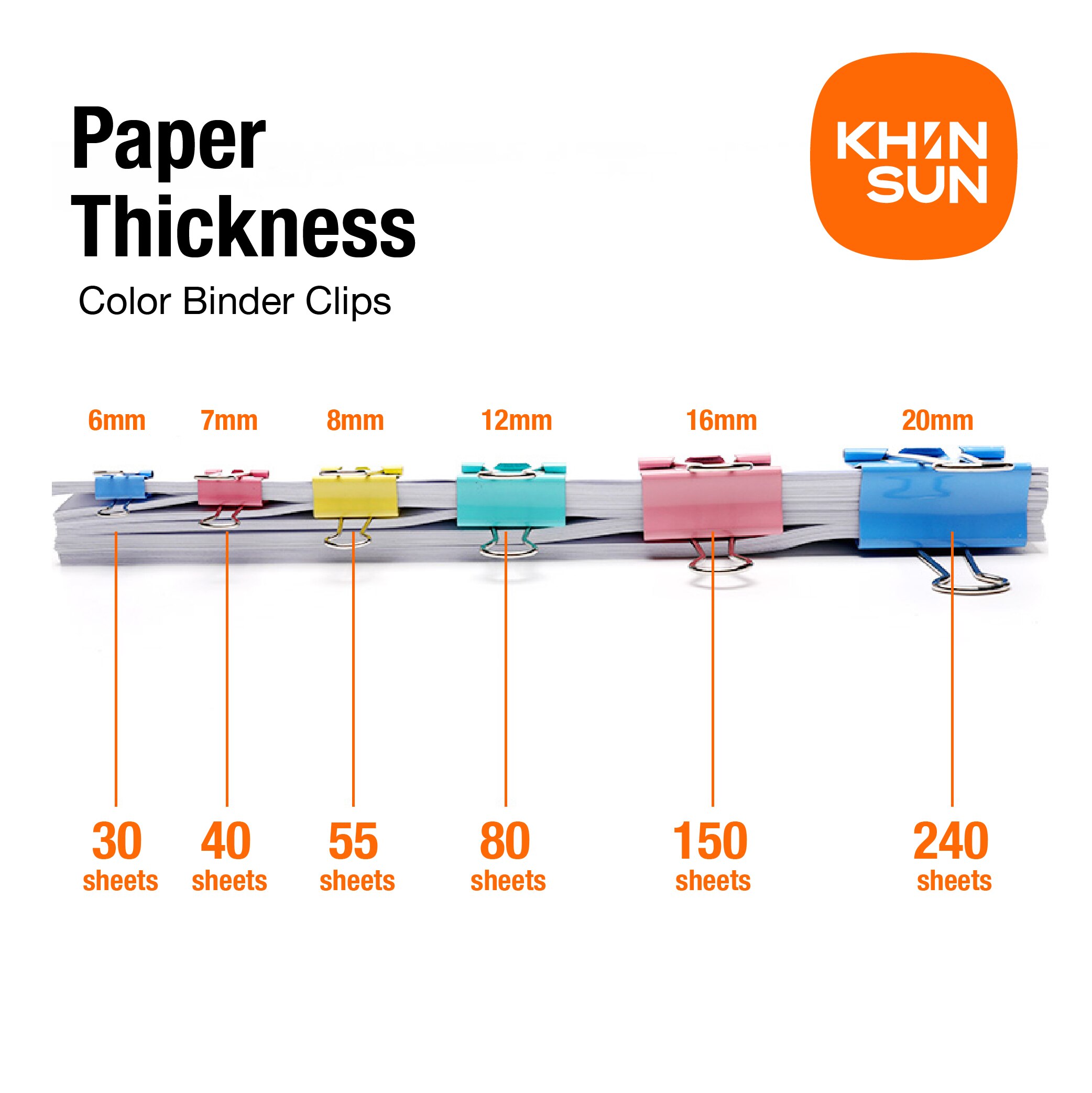 Khinsun Color Binder Clip 15/19/25/32mm Multicolor Paper clips Document File Binder school office supplies E8554A