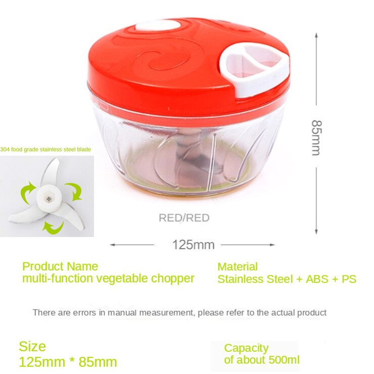 Snelle chopper, handmatige keukenmachines, vlees- en groentesnijders, plastic vleesmolens, keukengereedschap: Rood 1