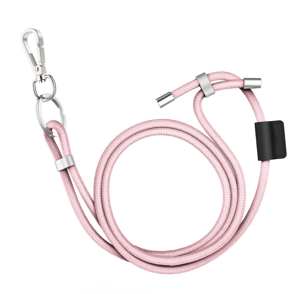 Correas para llavero DIY, cordón colgante de 1,5 m para teléfono móvil, correa de cuello para tarjeta de identificación, sujección de insignia y USB de llavero: Rosa