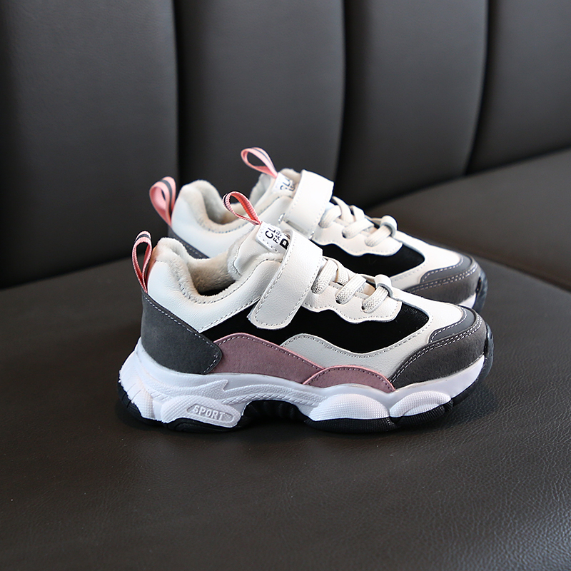 Baby Shoes Children Patchwork Sneakers Boys Plus Velve Warm Sport Shoes Kids Casual Shoe Thicken Comfortable SSJ061