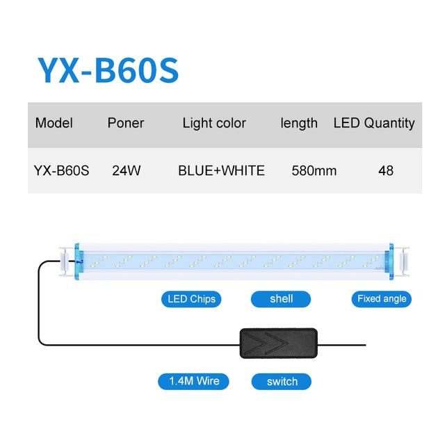 Super Slim LEDs Aquarium Lighting Aquatic Plant Light 18-75CM Extensible Waterproof Clip on Lamp For Fish Tank: YX-B60S