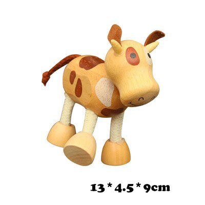 Bambini Del Fumetto Selvaggio Modelli Animali Giocattolo di legno/Legno Zoo Personaggi Leone Elefante Tigre Ippopotamo Coccodrillo Panda Regalo Di Compleanno: cow