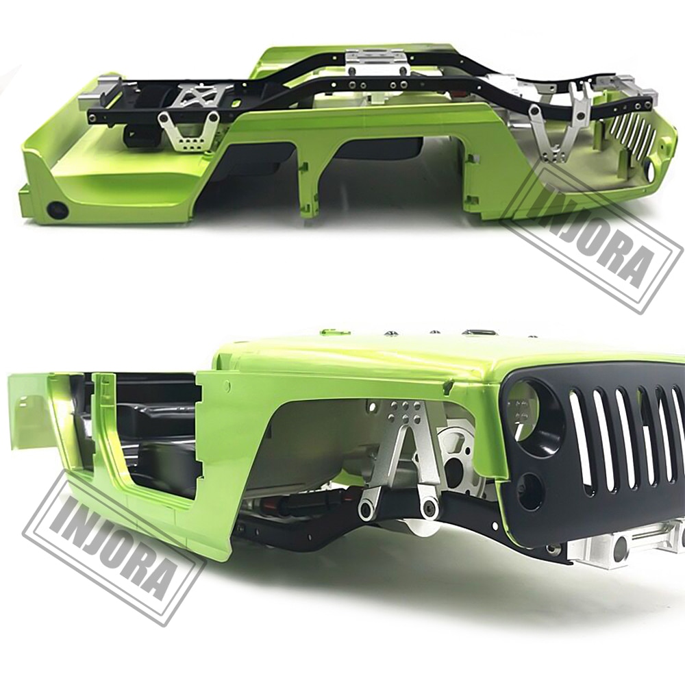 INJORA 313mm 12,3 "distancia entre ejes caja de cambios Prefixal Marco de Metal para 1/10 RC orugas coche Axial SCX10 y SCX10 II 90046