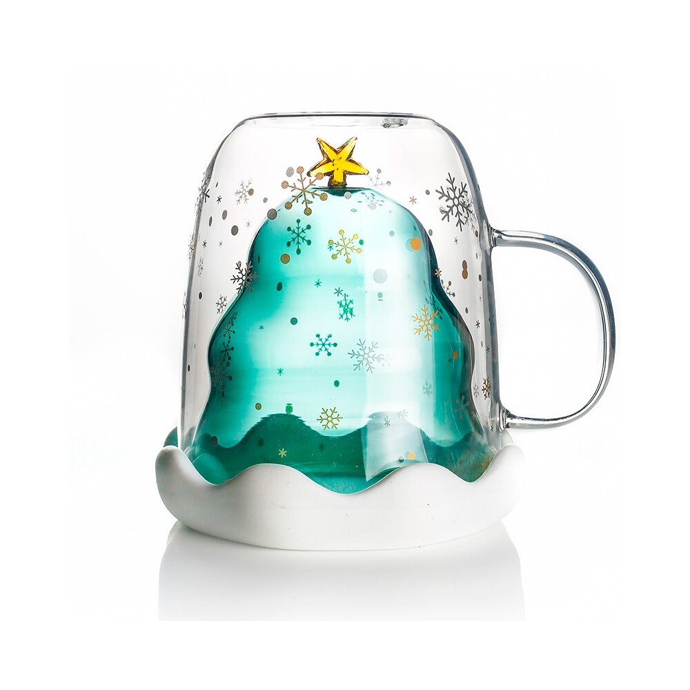 Christmas Mug 300ml Christmas Tree Star Cup High Temperature Double Cup Party Xmas Travel Mug Decor Cup