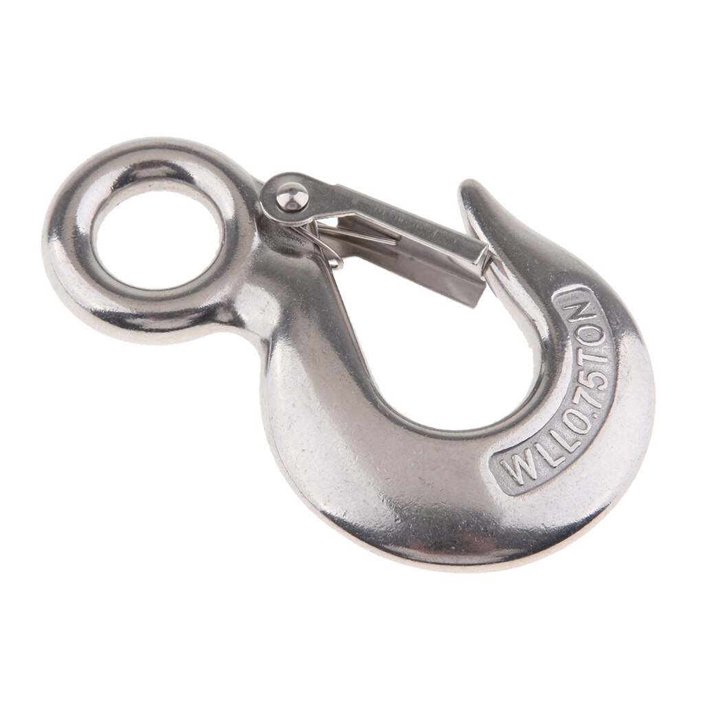 Marine Stainless Steel Clevis Hook Spring Loaded Safety Latch Universal for Winch Cable ,Tow Crane Lift: White