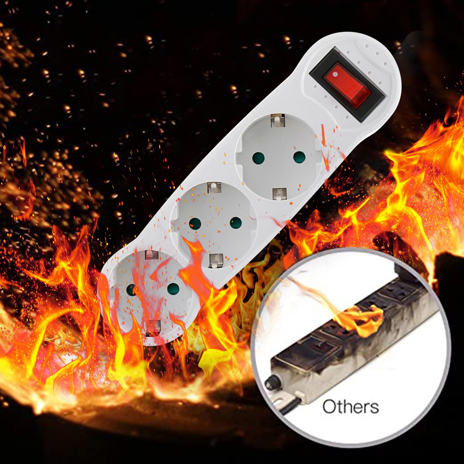 European Style German Conversion Plug European Standard German Standard One To Three Conversion Socket With Switch