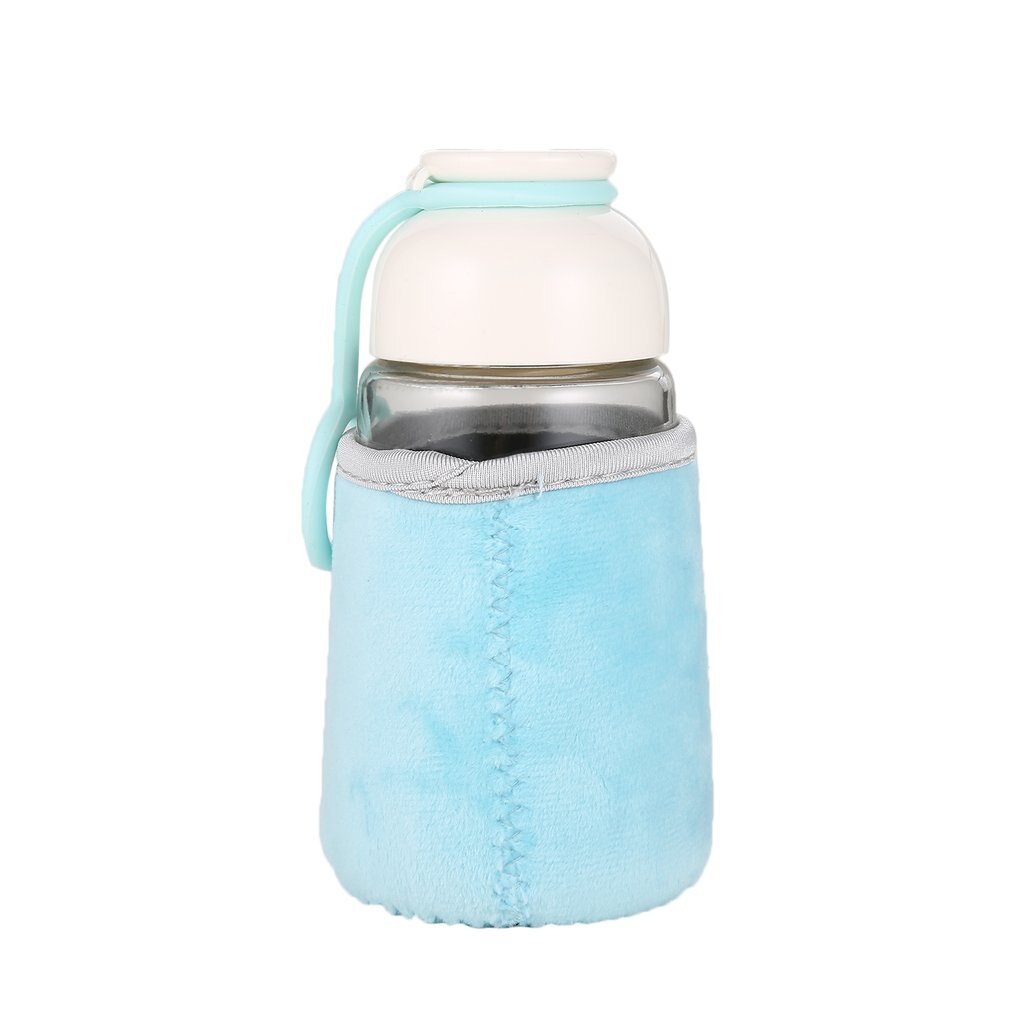 320ML coeur forme impression verre bouteille d'eau mignon tissu couverture tasse à boire lettre bouteille étudiants bouteille d'eau