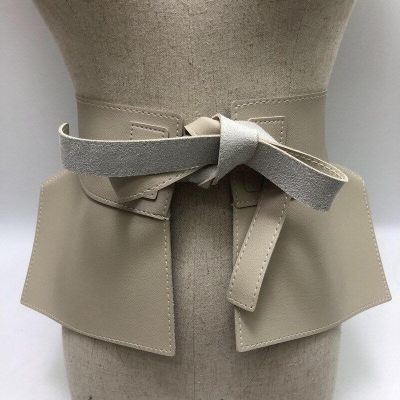 Women Peplum Belt Female Skirt Leather Waist Belts Ladies PU Black Bow Wide Harness Dresses Waistband
