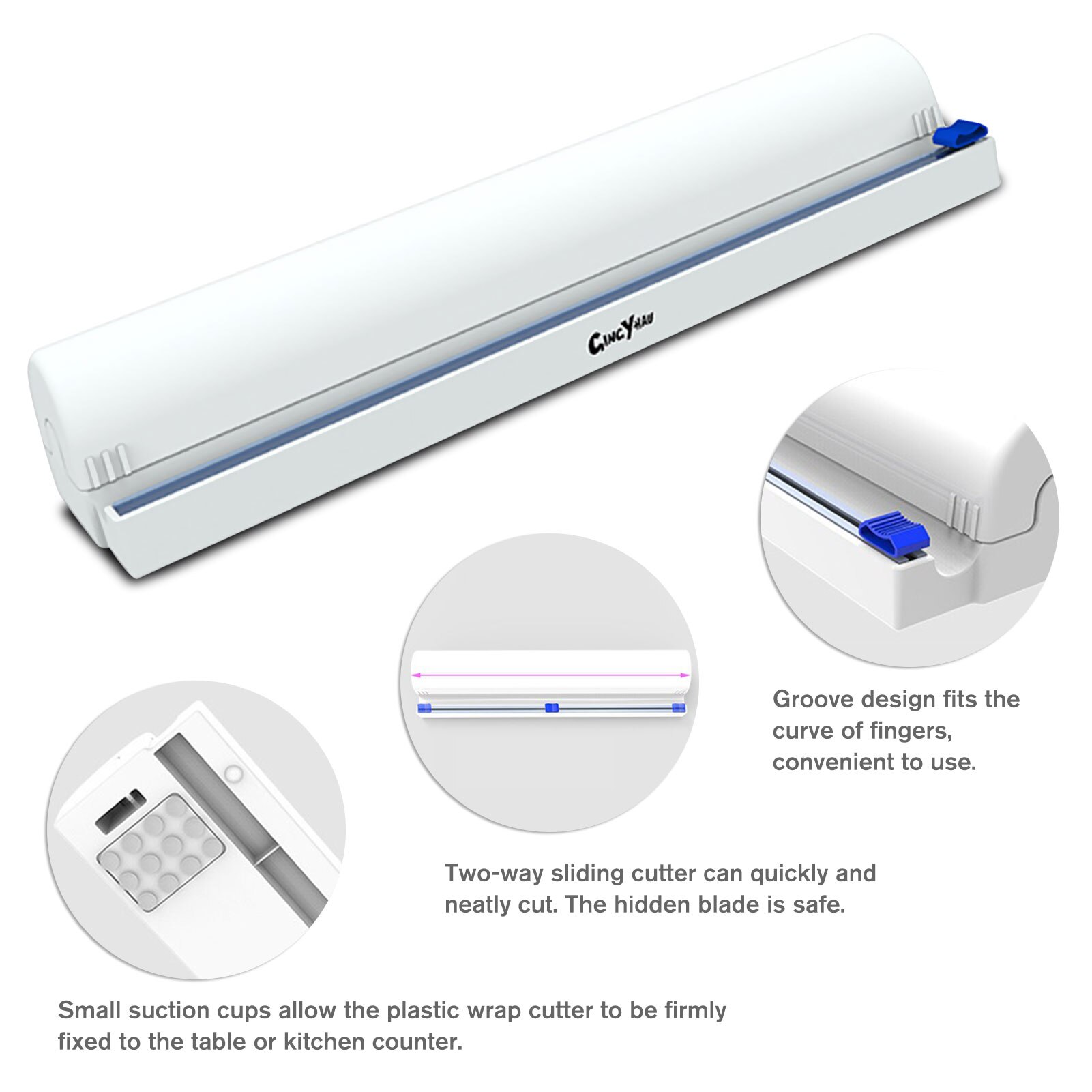 Cling Film Cutter Food Wrap Cutter Plastic Wrap Dispenser with Slide Cutter Foil/Film Dispenser with Cutter Maximum Roll